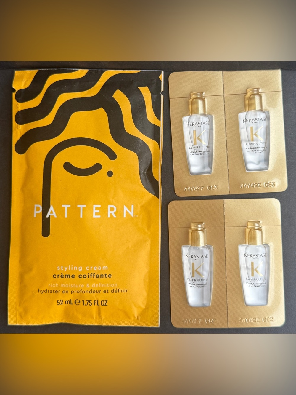 Luxury Hair Care Sample Lot: Kérastase Elixir Ultime Oil & PATTERN Styling Cream